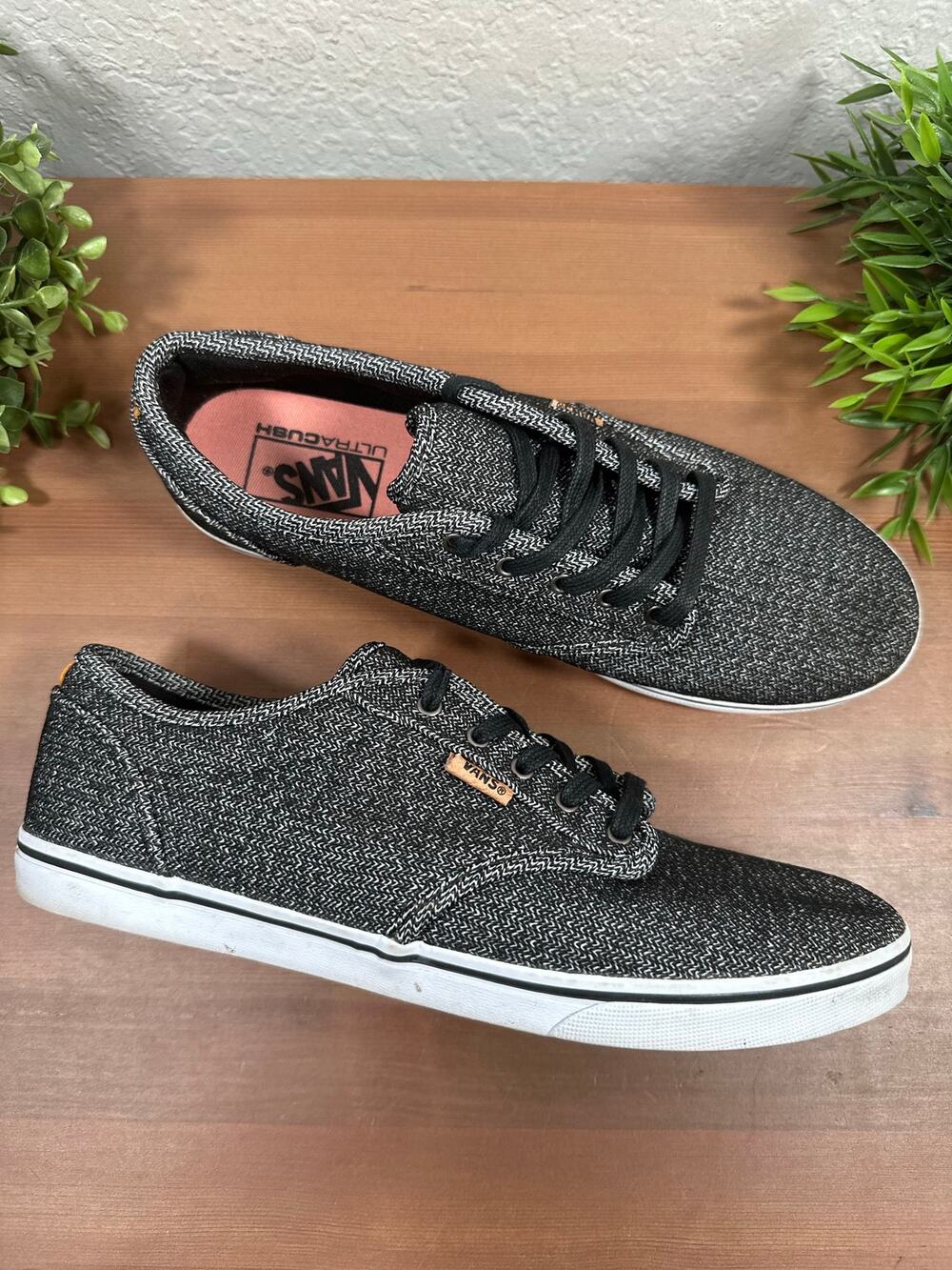 Vans Women's Streetwear Atwood Skate Sneakers Black Grey Size 10